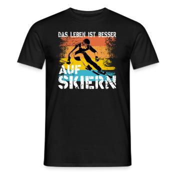Das Leben ist besser auf Skiern Abfahrt - Männer T-Shirt - Schwarz - Vorne - AI Model Male 178 light (178cm)