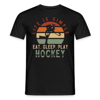 CE hockey player, ice hockey stick, ice hockey - Men's T-Shirt - black - Front - AI Model Male 178 light (178cm)