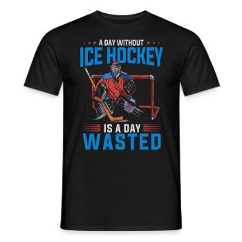 CE hockey player, ice hockey stick, ice hockey - Men's T-Shirt - black - Front - AI Model Male 178 light (178cm)