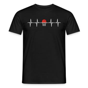 basketball heartbeat t-shirt basketball players - Men's T-Shirt - black - Front - AI Model Male 178 light (178cm)