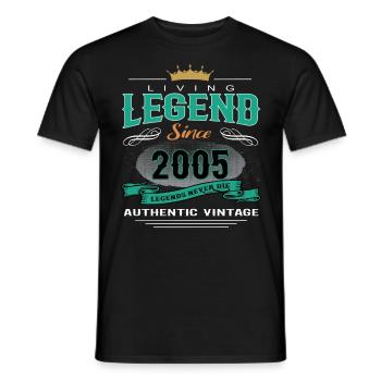 Anniversaire - Légende vivante depuis 2005 - T-shirt homme - noir - Devant - AI Model Male 178 light (178cm)