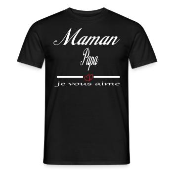 Maman Papa Je Vous Aime - T-shirt homme - noir - Devant - AI Model Male 178 light (178cm)
