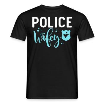 Policeman Costume - Men's T-Shirt - black - Front - AI Model Male 178 light (178cm)