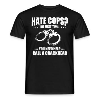 Policeman Costume - Men's T-Shirt - black - Front - AI Model Male 178 light (178cm)