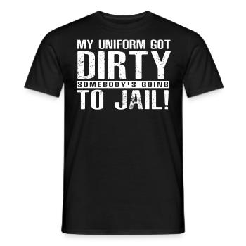 Policeman Costume - Men's T-Shirt - black - Front - AI Model Male 178 light (178cm)
