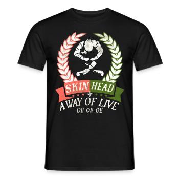 Oi Skinhead, Skinhead Girl, Punk - Men's T-Shirt - black - Front - AI Model Male 178 light (178cm)