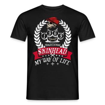 Oi Skinhead, Skinhead Girl, Punk - Men's T-Shirt - black - Front - AI Model Male 178 light (178cm)