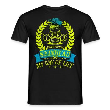 Oi Skinhead, Skinhead Girl, Punk - Men's T-Shirt - black - Front - AI Model Male 178 light (178cm)