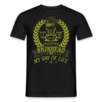 Oi Skinhead, Skinhead Girl, Punk - Men's T-Shirt - black - Front - AI Model Male 178 light (178cm)