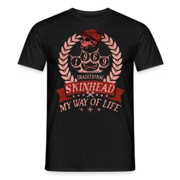 Oi Skinhead, Skinhead Girl, Punk - Men's T-Shirt - black - Front - AI Model Male 178 light (178cm)