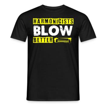 Harmonica player, Harmonica music - Men's T-Shirt - black - Front - AI Model Male 178 light (178cm)