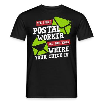 Postal worker, postal worker, postman - Men's T-Shirt - black - Front - AI Model Male 178 light (178cm)