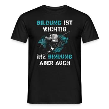 Bildung ist wichtig Skifahren Wintersport - Männer T-Shirt - Schwarz - Vorne - AI Model Male 178 light (178cm)
