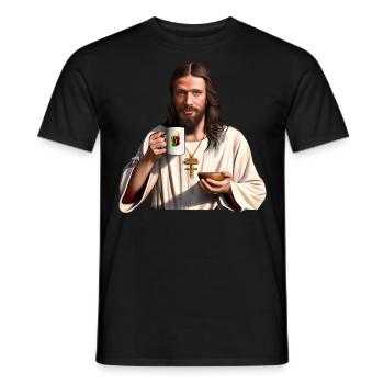 Jesus mochte Kaffee - Männer T-Shirt - Schwarz - Vorne - AI Model Male 178 light (178cm)