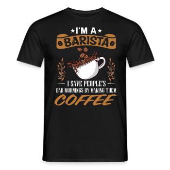 Barista, machine à café - T-shirt homme - noir - Devant - AI Model Male 178 light (178cm)