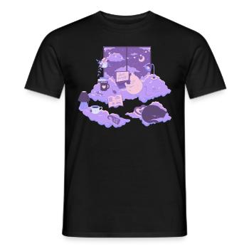 cozy Cat T-shirt for cat friends - Men's T-Shirt - black - Front - AI Model Male 178 light (178cm)