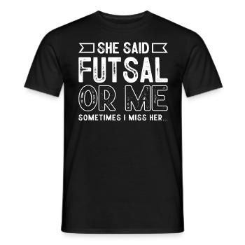Futsal, Football, - Men's T-Shirt - black - Front - AI Model Male 178 light (178cm)