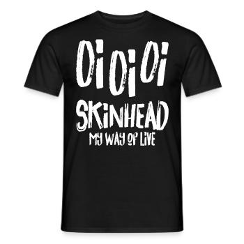 Oi Skinhead, Skinhead Girl, Punk - Men's T-Shirt - black - Front - AI Model Male 178 light (178cm)