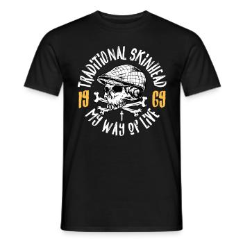 Oi Skinhead, Skinhead Girl, Punk - Men's T-Shirt - black - Front - AI Model Male 178 light (178cm)