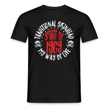 Oi Skinhead, Skinhead Girl, Punk - Men's T-Shirt - black - Front - AI Model Male 178 light (178cm)