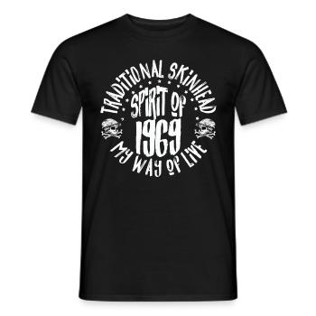 Oi Skinhead, Skinhead Girl, Punk - Men's T-Shirt - black - Front - AI Model Male 178 light (178cm)