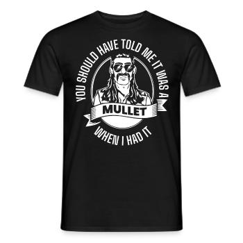 Vokuhila, Vokuhila-Frisur, Frisur, - Männer T-Shirt - Schwarz - Vorne - AI Model Male 178 light (178cm)