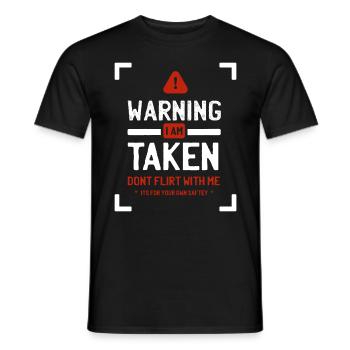 Warning Don't Flirt With Me - Boyfriend Funny Gift - Men's T-Shirt - black - Front - AI Model Male 178 light (178cm)
