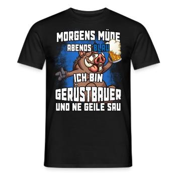 Morgens müde abends Blau ich bin Gerüstbauer - Männer T-Shirt - Schwarz - Vorne - AI Model Male 178 light (178cm)
