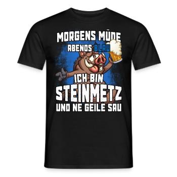 Morgens müde abends Blau ich bin Steinmetz - Männer T-Shirt - Schwarz - Vorne - AI Model Male 178 light (178cm)