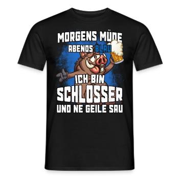 Morgens müde abends Blau ich bin Schlosser - Männer T-Shirt - Schwarz - Vorne - AI Model Male 178 light (178cm)