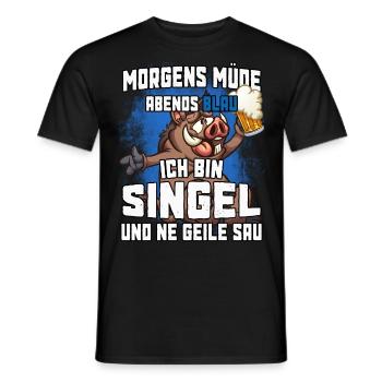 Morgens müde abends Blau ich bin Singel - Männer T-Shirt - Schwarz - Vorne - AI Model Male 178 light (178cm)