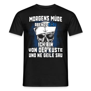 Morgens müde abends Blau ich bin von der Küste - Männer T-Shirt - Schwarz - Vorne - AI Model Male 178 light (178cm)