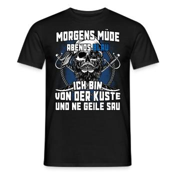Morgens müde abends Blau ich bin von der Küste - Männer T-Shirt - Schwarz - Vorne - AI Model Male 178 light (178cm)