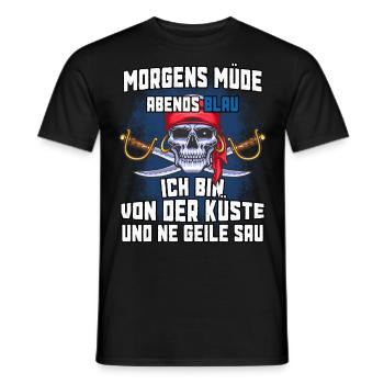Morgens müde abends Blau ich bin von der Küste - Männer T-Shirt - Schwarz - Vorne - AI Model Male 178 light (178cm)