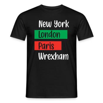 New York London Paris Wrexham - Wales Football Gif - Men's T-Shirt - black - Front - AI Model Male 178 light (178cm)