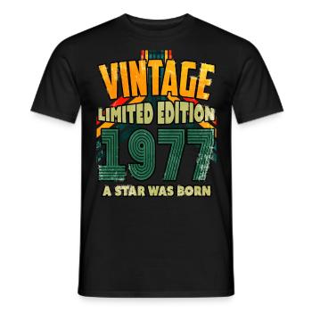 Vintage Edition Année 1977 Cadeau d’anniversaire - T-shirt homme - noir - Devant - AI Model Male 178 light (178cm)