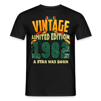 Vintage Edition Baujahr 1982 Geburtstagsgeschenk - Männer T-Shirt - Schwarz - Vorne - AI Model Male 178 light (178cm)