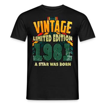 Vintage Edition Baujahr 1981 Geburtstagsgeschenk - Männer T-Shirt - Schwarz - Vorne - AI Model Male 178 light (178cm)