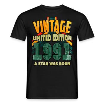 Vintage Edition Année 1991 Cadeau d’anniversaire - T-shirt homme - noir - Devant - AI Model Male 178 light (178cm)