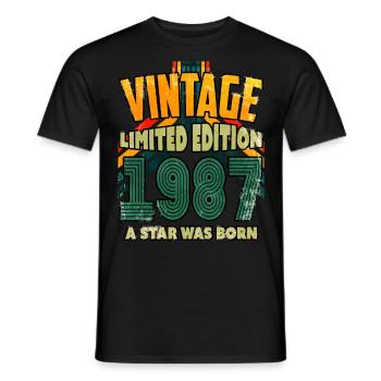 Vintage Edition Baujahr 1987 Geburtstagsgeschenk - Männer T-Shirt - Schwarz - Vorne - AI Model Male 178 light (178cm)