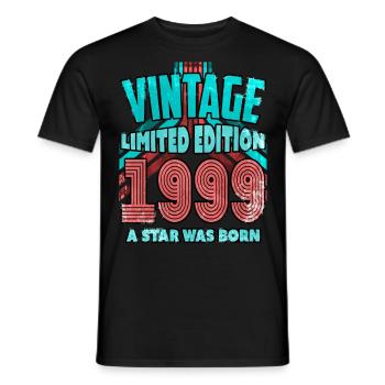 Vintage Edition Baujahr 1999 Geburtstagsgeschenk - Männer T-Shirt - Schwarz - Vorne - AI Model Male 178 light (178cm)
