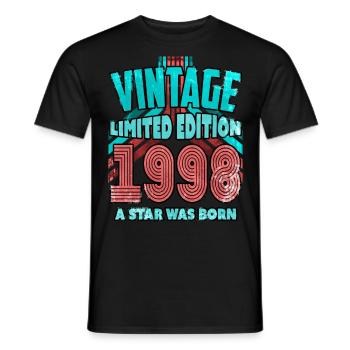 Vintage Edition Année 1998 Cadeau d’anniversaire - T-shirt homme - noir - Devant - AI Model Male 178 light (178cm)