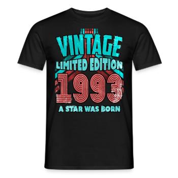 Vintage Edition Année 1993 Cadeau d’anniversaire - T-shirt homme - noir - Devant - AI Model Male 178 light (178cm)