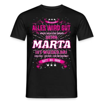 Marta ist wieder da, das lustige Vornamens Design - Männer T-Shirt - Schwarz - Vorne - AI Model Male 178 light (178cm)