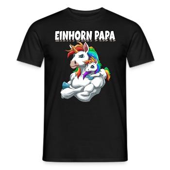 Starkes Einhorn Vater mit Einhorn Kind für - Männer T-Shirt - Schwarz - Vorne - AI Model Male 178 light (178cm)