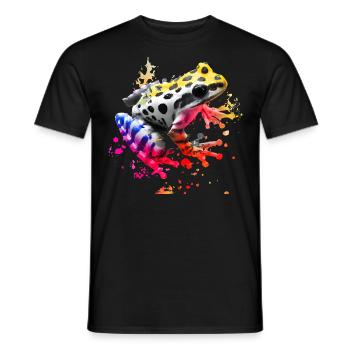 Colorful frog with splashes of paint - Men's T-Shirt - black - Front - AI Model Male 178 light (178cm)