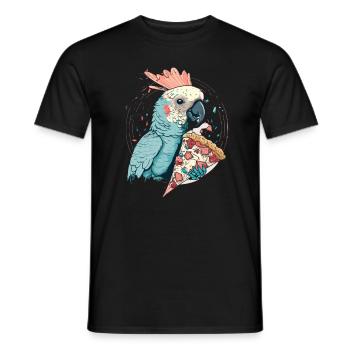 Kakadu isst Pizza für eine Kakadu Besitzer - Männer T-Shirt - Schwarz - Vorne - AI Model Male 178 light (178cm)