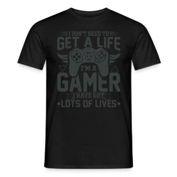 Gamer gaming gaming computer game controller - Men's T-Shirt - black - Front - AI Model Male 178 light (178cm)