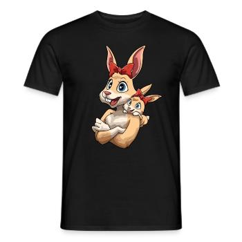 Hase Häsin mit Hasen Kind für Mutti - Männer T-Shirt - Schwarz - Vorne - AI Model Male 178 light (178cm)