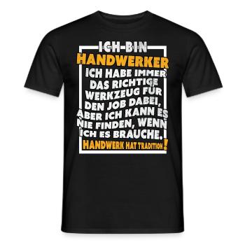 Ich bin Handwerker Lustige Handwerkerspruch - Männer T-Shirt - Schwarz - Vorne - AI Model Male 178 light (178cm)